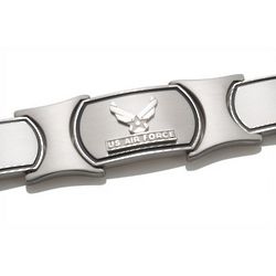 Men's Sterling Silver and Stainless Steel US Air Force Bracelet