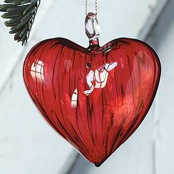 Red Heart Blown Glass Ornament