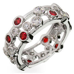 Ruby Cubic Zirconia Bubbles Sterling Silver Ring