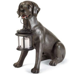 Dog Statue with Solar Lantern