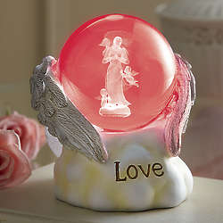 Archangel with Chrubs in Color Changing Glass Globe