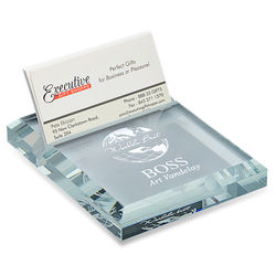 World's Best Boss Personalized Crystal Card Holder & Paperweight