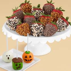 3 Halloween Brownie Pops & Full Dozen Premium Strawberries