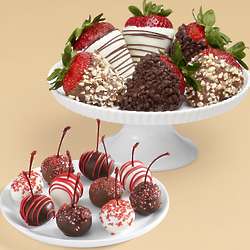10 Hand-Dipped Christmas Cherries & 6 Chocolate Strawberries