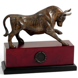 Brass Stock Market Bull Sculpture
