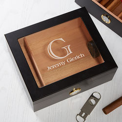 Premium Black Personalized Cigar Humidor