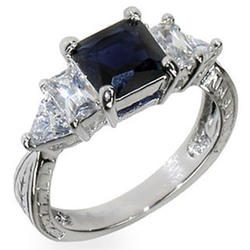 Sapphire and Diamond Cubic Zirconia Engagement Ring