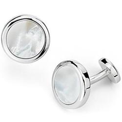 Mother of Pearl and Onyx Steel Cufflinks