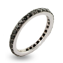 Sterling Silver and Black Cubic Zirconia Stackable Ring