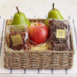 Fresh Fruit, Pretzels, and Nuts Gift Basket with Sympathy Ribbon