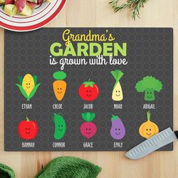 Personalized Garden Full of Love Glass Cutting Board