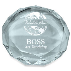 World's Best Boss Personalized Round Glass Paperweight