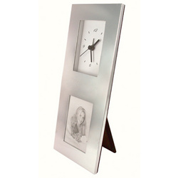 Personalized Silver Photo Frame with Clock