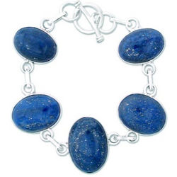 Love Truly Sterling Silver and Lapis Lazuli Link Bracelet
