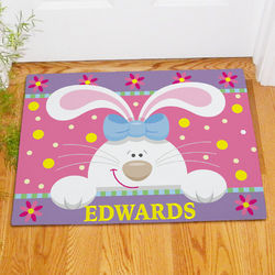 Personalized Cheery Easter Bunny Welcome Doormat