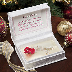 I Love You Glass Red Rose in Box