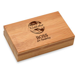 World's Best Boss Personalized Bamboo 2-Piece Wine Tool Set