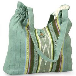 Aqua Lagoon Striped Cotton Shoulder Bag