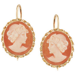 Handcrafted Cameo Earrings in 18K Yellow Gold