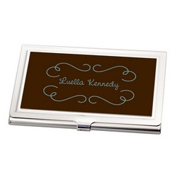 Personalized Chocolate Brown Business Card Holder