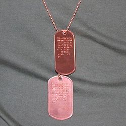 Standard Copper Dog Tags