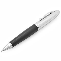 Personalized Leather Collection Polished Chrome Ballpoint Pen