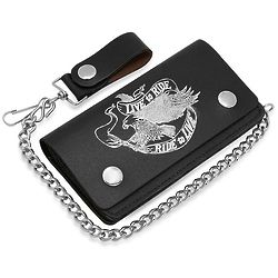 Live To Ride Theme Biker Wallet with Chain