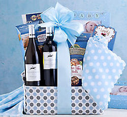 Red and White Wine Baby Boy Gift Basket