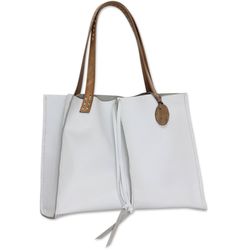 White Sophistication Leather Tote Bag
