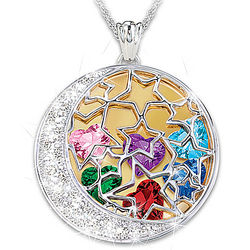 Mom's Shining Stars Personalized Birthstone Pendant Necklace