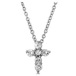 CZ Sterling Silver X-Small Cross Pendant Necklace