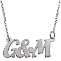 10K White Gold Couple's Uppercase Initial Necklace