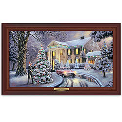 Christmas At Elvis Presley's Graceland Home Lighted Canvas Print
