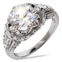 Brilliant Cut Cubic Zirconia Sterling Silver Engagement Ring