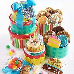 Birthday Cake and Cookies Gift Tower