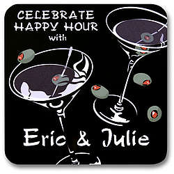 Personalized Drink Coasters - Martini Duet