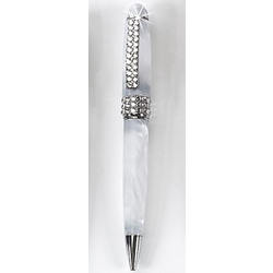 Personalized White Marble Pen with Crystal Clip
