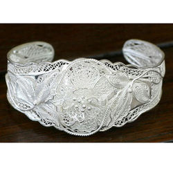 Filigree Wild Rose Sterling Silver Cuff Bracelet