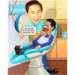 Personalized Dentist Caricature Art Print