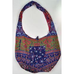Blue and Red Reversible Tapestry Bag