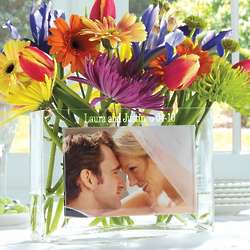 Personalized Glass Wedding Photo Vase