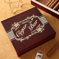 Cigar Bar Personalized Cherry Wood Cigar Humidor