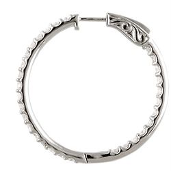 Large Inside-Out Hinged Hoop CZ Earrings in Sterling Silver