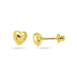 Gold Princess Heart Earrings in 14K Yellow Gold