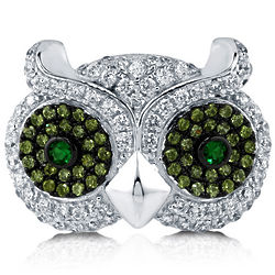 Sterling Silver Cubic Zirconia Owl Ring