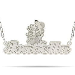 Sterling Silver Minnie Mouse Personalized Nameplate Necklace