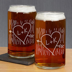 Personalized Carved Initial Beer Can Glass