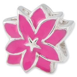 Sterling Silver Pink Enamel Floral Bead