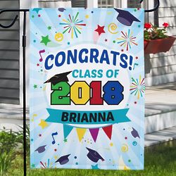 Personalized Congrats Fireworks Garden Flag