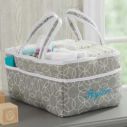 Personalized Embroidered Diaper Caddy in Gray